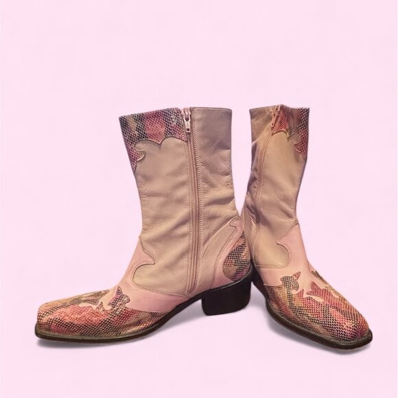 Buffalo London Pink Floral Cowboy Boots – Size EU 39 / US 8.5 - Picture 5 of 6
